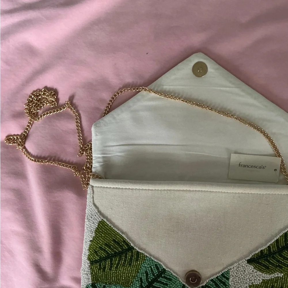 Beaded Leaf Envelope Clutch in Green Shades - Women Bags